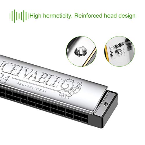 OTraki Harmonica C Key 24 Agujeros Armónica Trémolo con Estuche y paño de Limpieza Armonica para Principiantes Estudiantes, Regalo para Niños