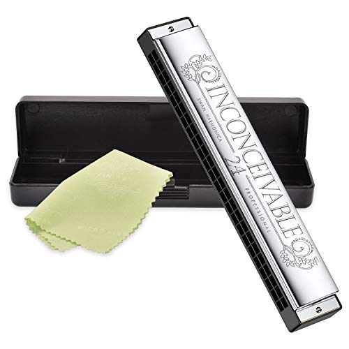 OTraki Harmonica C Key 24 Agujeros Armónica Trémolo con Estuche y paño de Limpieza Armonica para Principiantes Estudiantes, Regalo para Niños