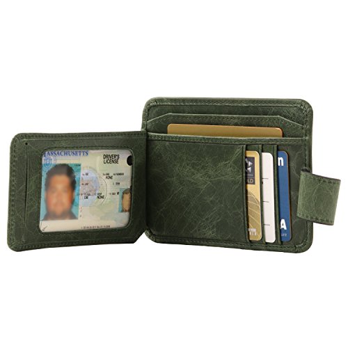 Otto Angelino Cartera de Hombre Minimalista con Cierre de Broche - Anti-RFID - Delgada, de Cuero Italiano - Porta Tarjetas - Portadocumentos - Monedero con Cremallera - Acceso fácil a DNI y Tarjetas