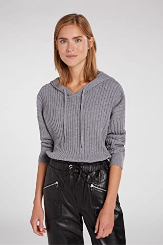 Oui Jersey con capucha para mujer, corte informal, liso, Gris, 36