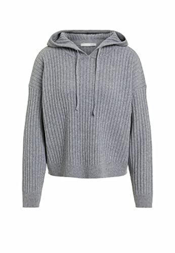 Oui Jersey con capucha para mujer, corte informal, liso, Gris, 36