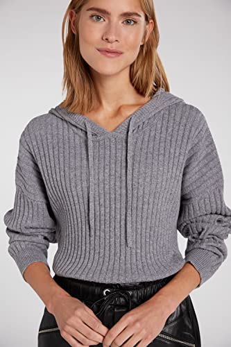 Oui Jersey con capucha para mujer, corte informal, liso, Gris, 36