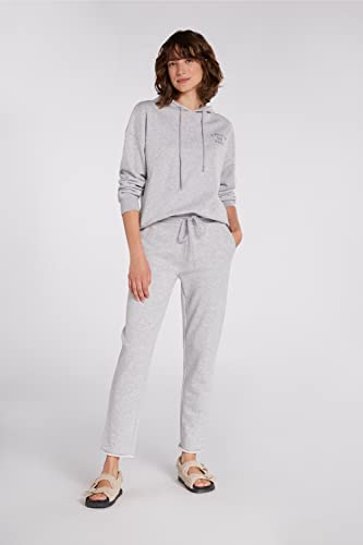 Oui Sudadera con capucha para mujer en forma oversize informal de corte liso para verano, gris, 44