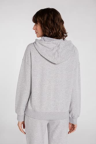 Oui Sudadera con capucha para mujer en forma oversize informal de corte liso para verano, gris, 44