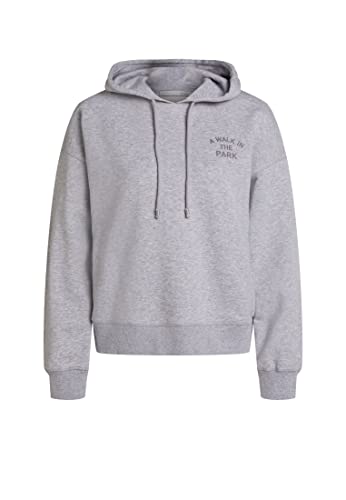 Oui Sudadera con capucha para mujer en forma oversize informal de corte liso para verano, gris, 44