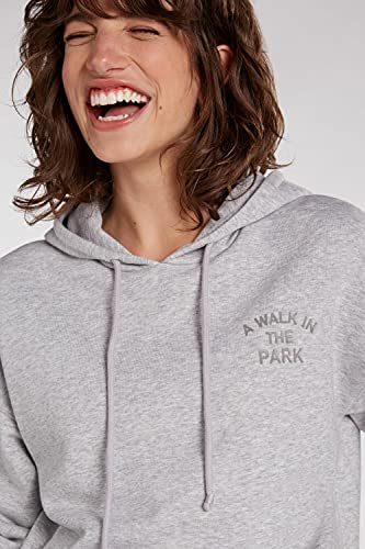 Oui Sudadera con capucha para mujer en forma oversize informal de corte liso para verano, gris, 44