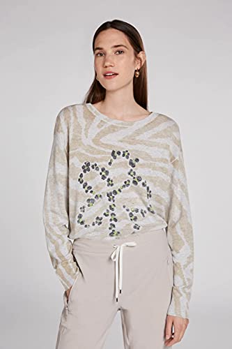 Oui Sudadera para mujer con estampado moderno, corte informal, estampado floral., Gris Lt Grey, 48