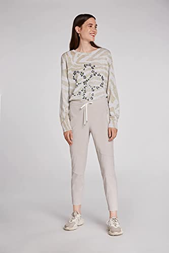 Oui Sudadera para mujer con estampado moderno, corte informal, estampado floral., Gris Lt Grey, 48