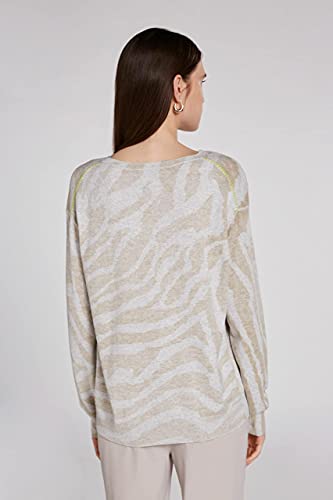 Oui Sudadera para mujer con estampado moderno, corte informal, estampado floral., Gris Lt Grey, 48