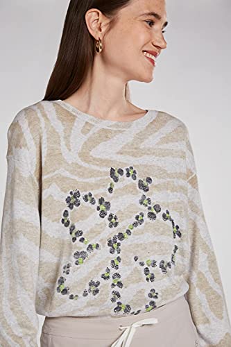 Oui Sudadera para mujer con estampado moderno, corte informal, estampado floral., Gris Lt Grey, 48