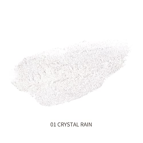 Oulac De color crema Sombra De Ojos Acabado brillante, Pigmentos, Duradero y resistente al agua, Resistente a la decoloración, Maquillaje de mezclable, Apto para veganos, 12 g, Lluvia de cristal (01)