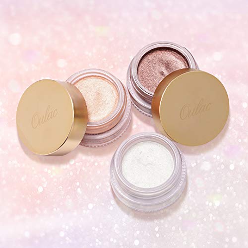 Oulac De color crema Sombra De Ojos Acabado brillante, Pigmentos, Duradero y resistente al agua, Resistente a la decoloración, Maquillaje de mezclable, Apto para veganos, 12 g, Lluvia de cristal (01)