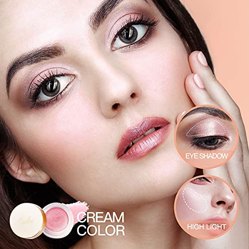 Oulac De color crema Sombra De Ojos Acabado brillante, Pigmentos, Duradero y resistente al agua, Resistente a la decoloración, Maquillaje de mezclable, Apto para veganos, 12 g, Lluvia de cristal (01)