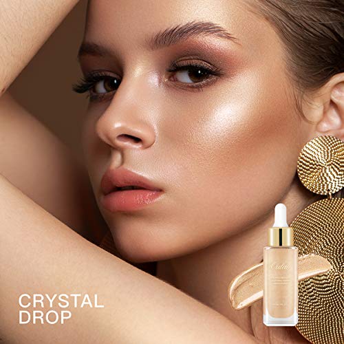 Oulac iluminador liquido de rostro con metálico Natural Glow Highlighting Drops,Rica en fórmula hidratante ,Vegan Formula 30ml/1fl oz