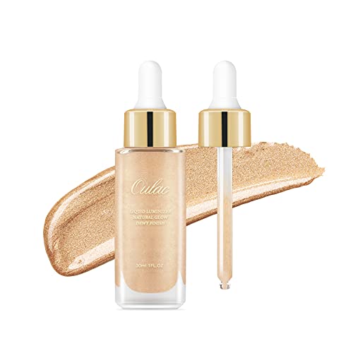 Oulac iluminador liquido de rostro con metálico Natural Glow Highlighting Drops,Rica en fórmula hidratante ,Vegan Formula 30ml/1fl oz