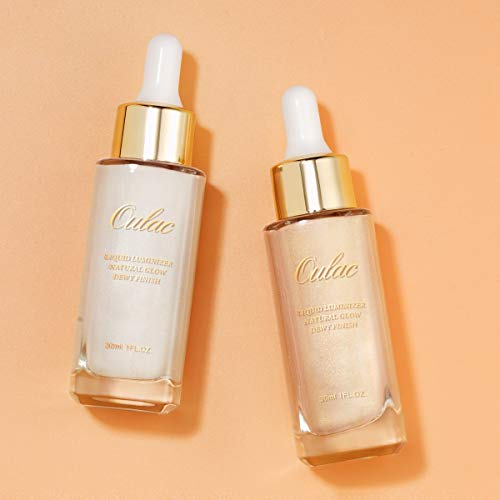 Oulac iluminador liquido de rostro con metálico Natural Glow Highlighting Drops,Rica en fórmula hidratante ,Vegan Formula 30ml/1fl oz