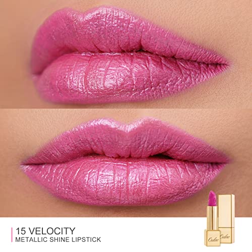 Oulac Metálico Brillar Pintalabios, Brillo 3D Mate de Larga Duración, Alto Pigmentado y de Alto Impacto, Impermeable y Resistente al Sudor Color de Maquillaje Lápiz Labial, 4.3 gr, Velocidad (15)