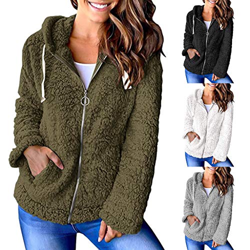 Overdose 2019 Nuevas Mujeres Chaqueta OtoñO Manga Larga Gruesa Sudadera con Cremallera Abierta Abrigo De Punto Capa Chaqueta De Invierno Abrigos Mujer Invierno Rebajas (Large, Rosa)