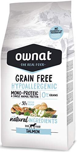 Ownat Pienso para Perros de Salmón Hipoalergénico Sin Granos (14 kg). Ownat para Perros con Ingredientes Naturales sin Preservantes ni Colorantes, Comida Alta en Proteínas.