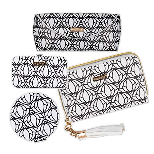 OXY Lady Mini Set - Juego de 4 fundas para gafas de sol (estuche para manicura, espejo de bolsillo y funda para gafas de vista)