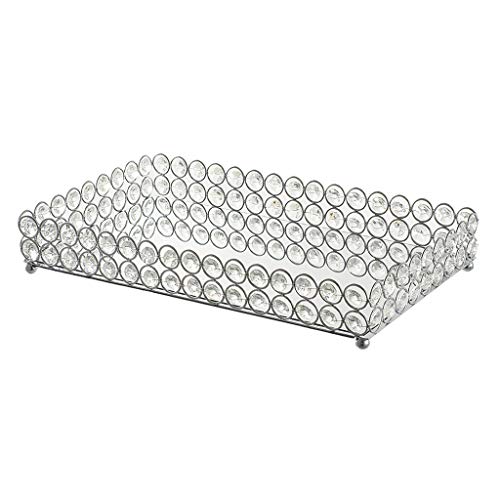 P Prettyia Bandeja de Tocador Cristal Espejada Soporte de Exhibición de Cosméticos Organizador para Joyas, Perfumes - 35x20x5cm