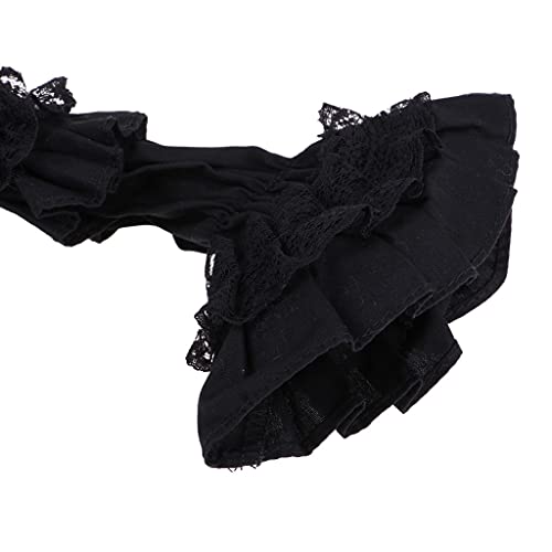 P Prettyia Victoriana Vestido de Manga Burbuja Princesa con Cinta de Cabello Falda de Fiesta Disfraz Decoraciones para 1/3 Modelo de Muñecas Lolita - Negro
