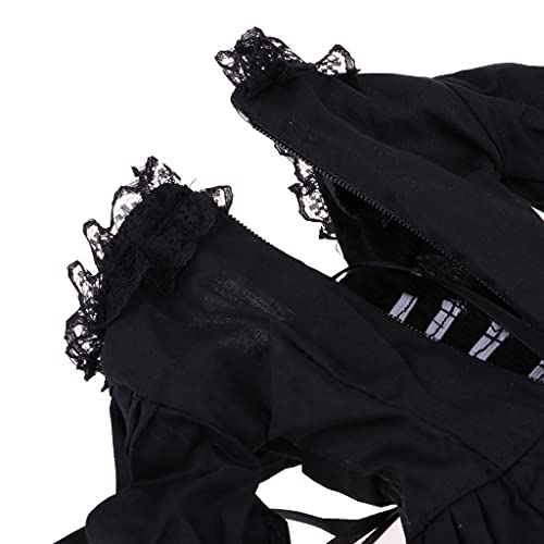 P Prettyia Victoriana Vestido de Manga Burbuja Princesa con Cinta de Cabello Falda de Fiesta Disfraz Decoraciones para 1/3 Modelo de Muñecas Lolita - Negro
