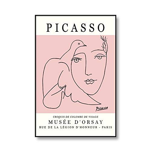 Pablo Picasso y la paloma de la paz, pintura de pingüino, Mural, carteles e impresiones, lienzo sin marco para el hogar, pintura A4 70x100cm