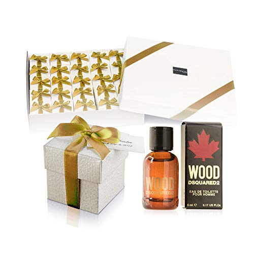 Pack 25 mini perfumes para hombre como detalles de boda para invitados Dsquared2 Wood Eau de toilette 5 ml. original