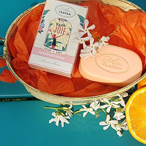 Pack 2x100 g: Jabones Franceses JOIE/Un Air d’Antan/Formula Hidratante/Azahar,Lirio de los Valles,Rosa/Piel Sensible/Aceite de Argan y Manteca de Karite BIO/Para Manos o Corpo/Sin Parabeno