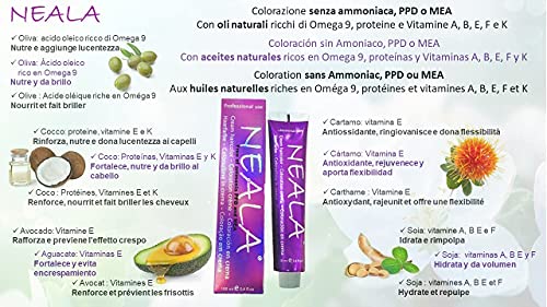 Pack 3-5.07 Tintes Profesionales SIN AMONIACO y libre de PPD y MEA Enriquecido con Omega9, extractos naturales y vitaminas. Gran brillo y cobertura 5.07- Castaño Claro miel - NEALA 3x100ml.