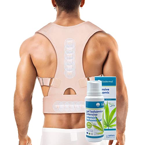 Pack Corrector de Espalda para Hombre y Mujer + Gel Muscular - Corrector de Postura Ortopedicos para Espalda Recta Sujetador Faja Corrector Espalda / Corrector de Hombros
