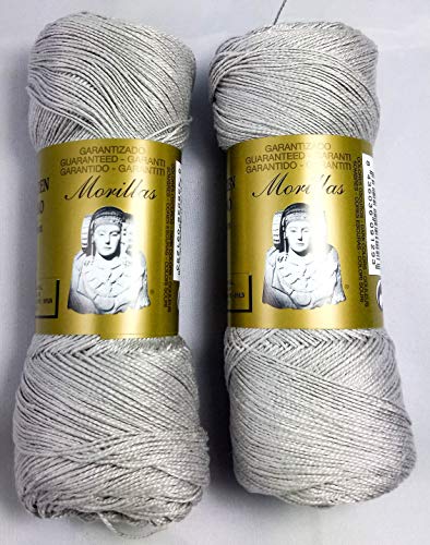 ▷ Pack de 2 Zepelines Ne 12/2 color gris 38 de algodón perlé 100% egipcio mercerizado para tejer labores de ganchillo o punto con un acabado elegante.