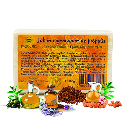 Pack x 4 Jabon propoleo x 100g c/u. Jabón ecológico nutritivo, regenerador, hidratante y antiséptico. Jabon artesanal apto para todo tipo de piel.