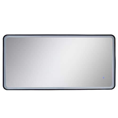 Paco Home Bombilla LED Espejo Maquillaje Con Iluminación Baño Iluminación Indirecta Deco Baño IP44 Interruptor Táctil, Tipo de lámpara:Rectangular (120x60 cm), Farbe MuVa: negro_3