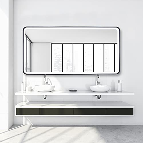 Paco Home Bombilla LED Espejo Maquillaje Con Iluminación Baño Iluminación Indirecta Deco Baño IP44 Interruptor Táctil, Tipo de lámpara:Rectangular (120x60 cm), Farbe MuVa: negro_3