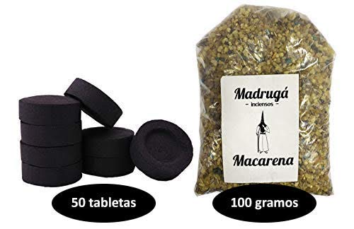 Paide Autentico Incienso de Sevilla Semana Santa - Regalo 50 tabletas de carbón - Hecho a Mano en España (100gr Macarena)