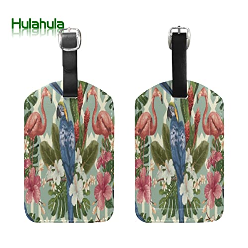Pájaro Rosa Flor Tropical Viaje Etiqueta del Equipaje con la Tarjeta de la ID del Nombre Etiquetas de la Maleta para Niños Niñas(3PACK)