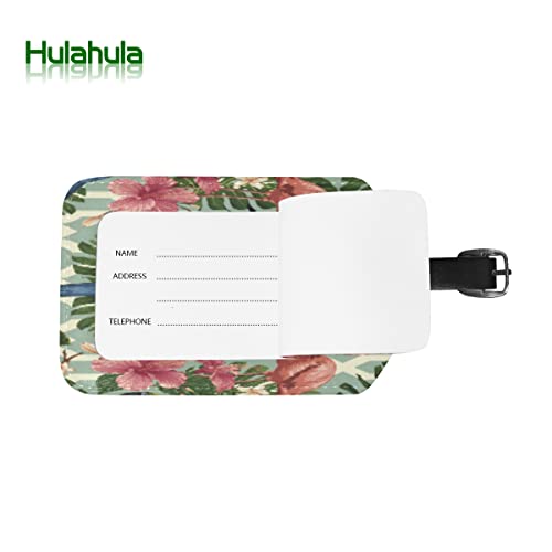 Pájaro Rosa Flor Tropical Viaje Etiqueta del Equipaje con la Tarjeta de la ID del Nombre Etiquetas de la Maleta para Niños Niñas(3PACK)