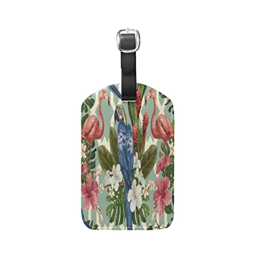 Pájaro Rosa Flor Tropical Viaje Etiqueta del Equipaje con la Tarjeta de la ID del Nombre Etiquetas de la Maleta para Niños Niñas(3PACK)