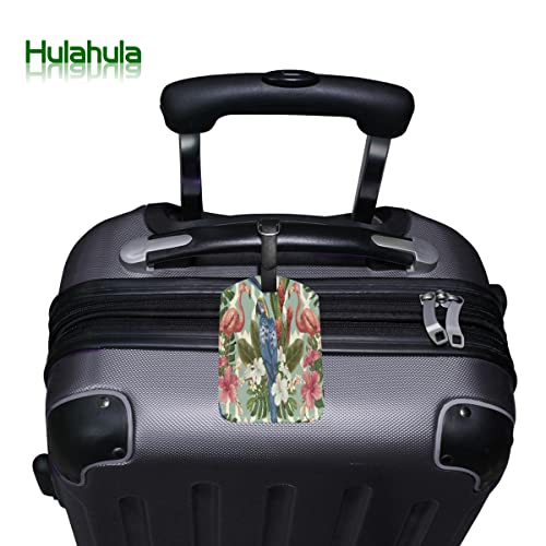 Pájaro Rosa Flor Tropical Viaje Etiqueta del Equipaje con la Tarjeta de la ID del Nombre Etiquetas de la Maleta para Niños Niñas(3PACK)