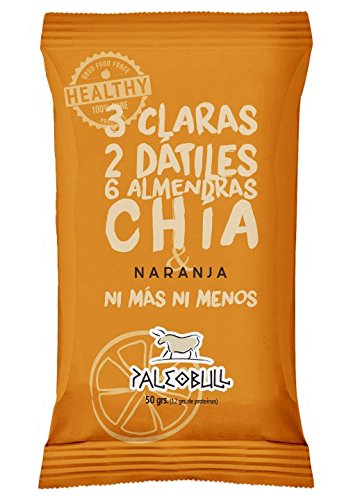 Paleobull Barritas Energéticas Almendras, Naranja y Chía - 9 Paquetes de 50 gr - Total: 450 gr