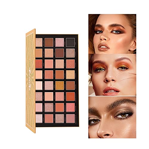 Paleta de sombras de ojos de 32 colores, sombra de ojos neutra mate con brillo, maquillaje de ojos de bronce natural de alto pigmento, sombra de ojos ahumada profesional