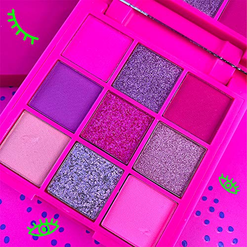 Paleta Neón de Sombras de Ojos 9 Colores Alto Pigmentado Color Brillante Brillo Mate UV Luz Fluorescente Accesorio Cosmético | Pink Punk | 7DAYS
