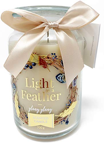 PAMA GROUP Vela perfumada decorativa en tarro de cristal grande para el hogar, aroma de Ylang Ylang dulce de larga duración, idea regalo ceremonia bombonera aromaterapia Candle Spa (ylang ylang)