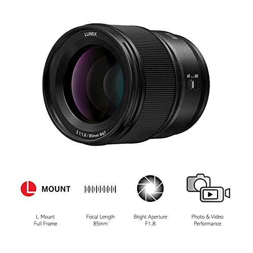 Panasonic LUMIX S-S85E - Objetivo fijo para Cámaras de montura M4 / 3 (Distancia focal de 85 mm, F 1.8, Lumix S, soporte en L, resistente a polvo y salpicaduras, adecuado para Retratos) Negro