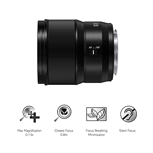 Panasonic LUMIX S-S85E - Objetivo fijo para Cámaras de montura M4 / 3 (Distancia focal de 85 mm, F 1.8, Lumix S, soporte en L, resistente a polvo y salpicaduras, adecuado para Retratos) Negro