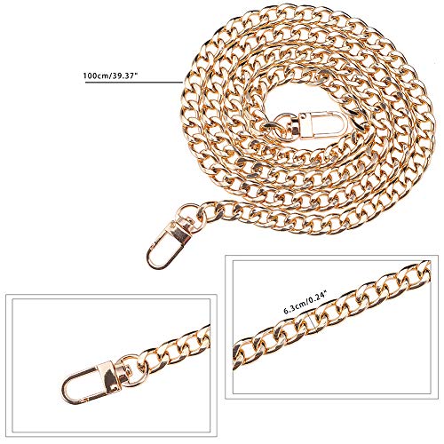 PandaHall 2 Piezas 100cm Platino y Dorado Bolsos con Correa Cadena Metal Cadena Plana para Reemplazo Bolsos Bandolera Mujer Bolso Monedero Hombro