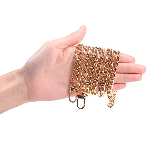 PandaHall 2 Piezas 100cm Platino y Dorado Bolsos con Correa Cadena Metal Cadena Plana para Reemplazo Bolsos Bandolera Mujer Bolso Monedero Hombro