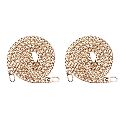 PandaHall 2 Piezas 100cm Platino y Dorado Bolsos con Correa Cadena Metal Cadena Plana para Reemplazo Bolsos Bandolera Mujer Bolso Monedero Hombro